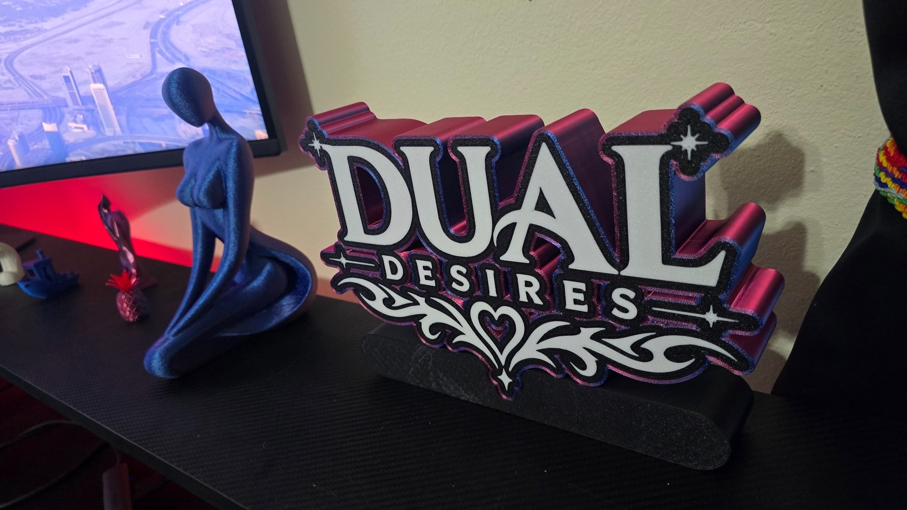 Finished custom 3D printed dimensional sign